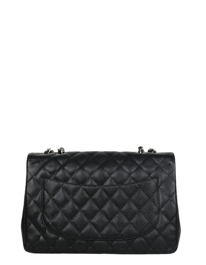 Chanel Black Caviar Leather Single Flap Jumbo Rovelle Bags