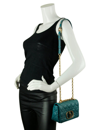 Christian Dior Teal Leather Cannage Small Caro Bag Rovelle Bags