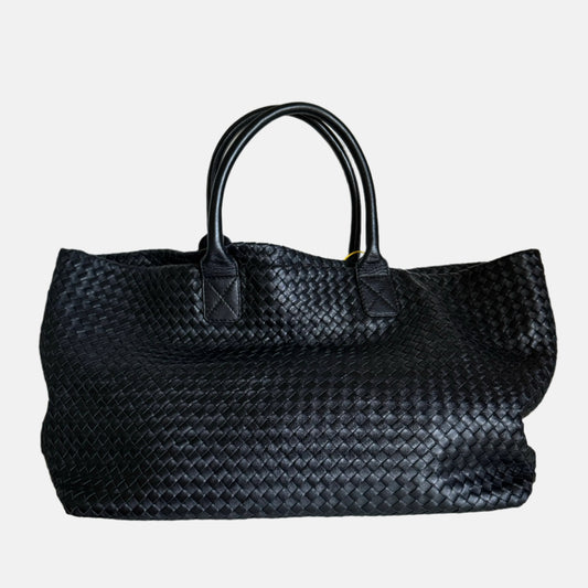Bottega Veneta Cabat Large Intreccio Leather Tote Bag Black 40cm