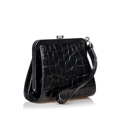 Burberry Others Embossed Leather Black Clutch Bag