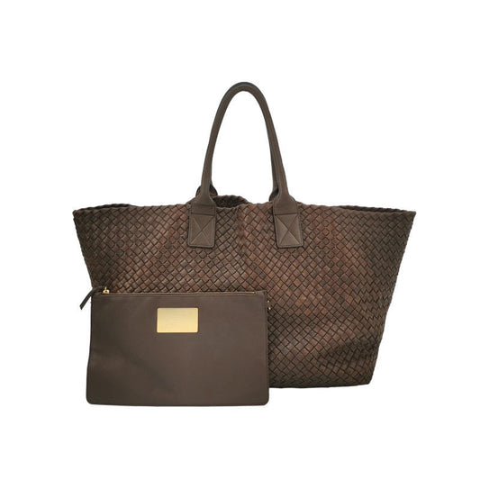 Bottega Veneta Cabat Tote Intreccio Leather Dark Chocolate Brown 42cm