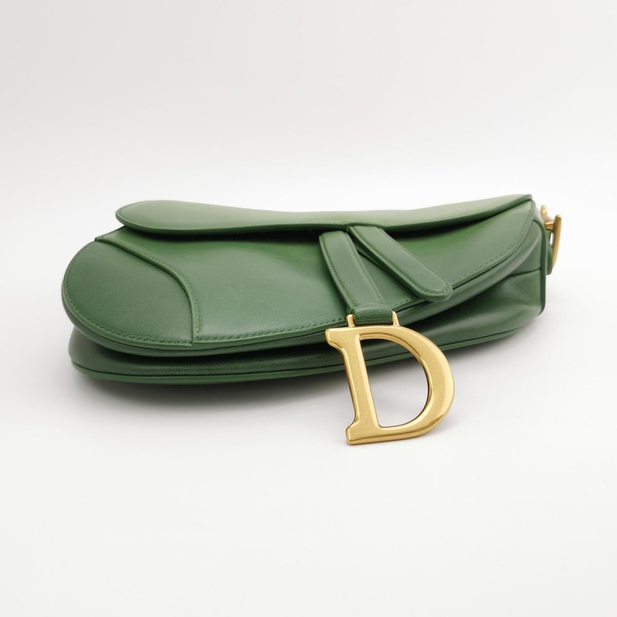 Dior Saddle Medium Green Leather Gold Hardware Shoulder Bag Rovelle Bags
