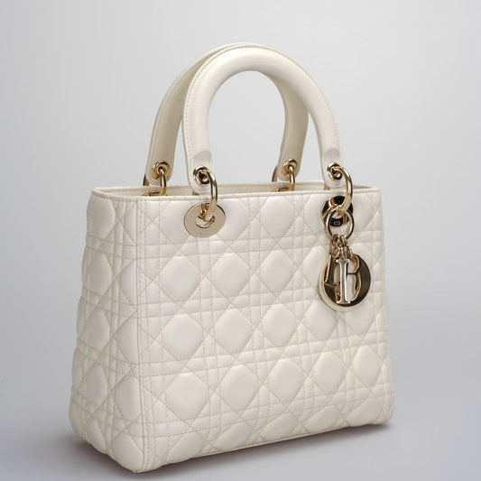 Christian Dior Lady Dior Bag White Medium 2017 Rovelle Bags