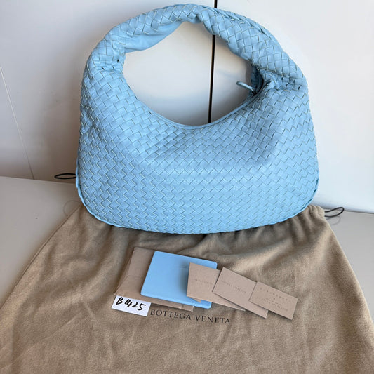 Bottega Veneta Veneta Hobo Medium Baby Blue Intrecciato Leather Bag 41cm