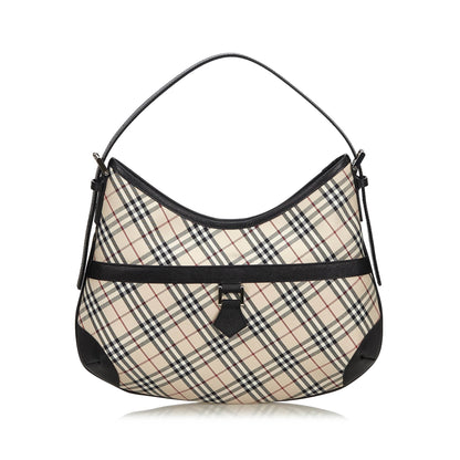Burberry Fabric Nova Leather Beige Hobo Bag