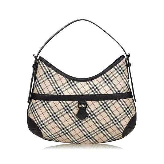 Burberry Fabric Nova Leather Beige Hobo Bag