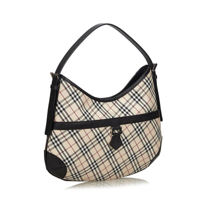 Burberry Fabric Nova Leather Beige Hobo Bag