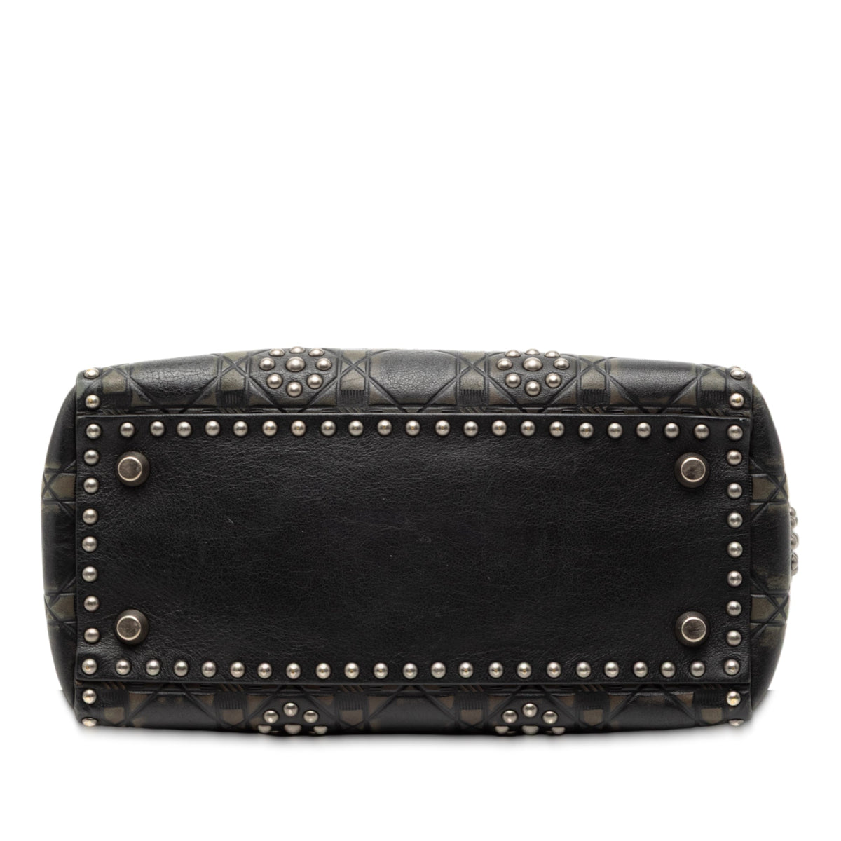 Black Dior Medium Calfskin Cannage Embossed Flower Studded Supple Lady Dior Satchel Rovelle Bags