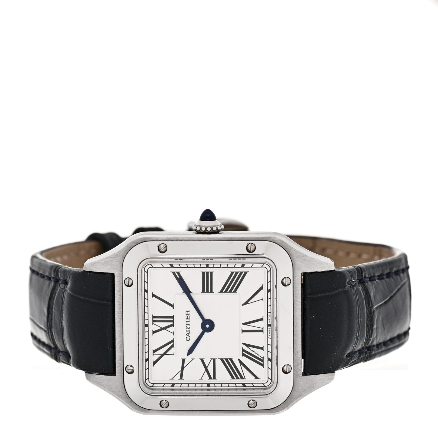 Stainless Steel Alligator 27.5mm Santos Dumont Quartz Watch