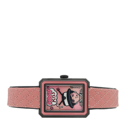 Stainless Steel Calfskin 21mm Boy-Friend Blush Quartz Watch Pink