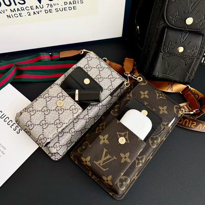 Universal Cosmetic-Style Wallet Phone Case (Fits Phones Under 6.9 Inches) with Bluetooth Earbud Pouch