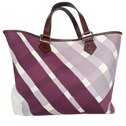 Burberry Print Handbags Canvas Purple Shoulder Bag