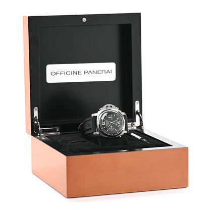 Stainless Steel Rubber 44mm Luminor Rattrapante 1950 Automatic Watch Black PAM00213