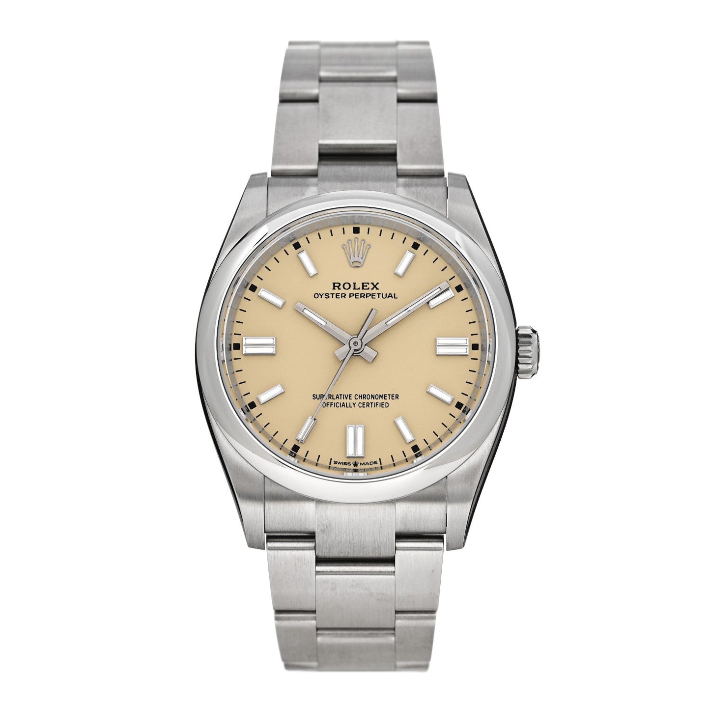 Stainless Steel 36mm Oyster Perpetual Watch Beige 126000