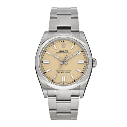 Stainless Steel 36mm Oyster Perpetual Watch Beige 126000