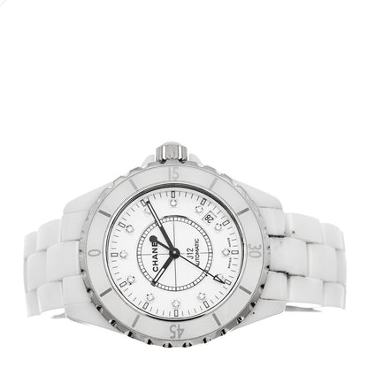 Stainless Steel Ceramic Diamond 38mm J12 Automatic Watch White