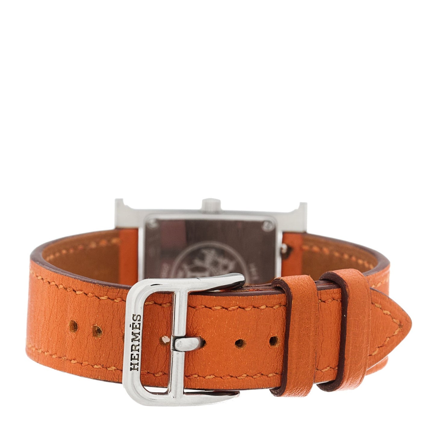 Stainless Steel Swift 21mm Heure H Hour Quartz Watch Orange