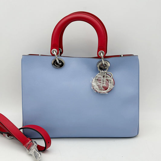 Christian Dior Smooth Calfskin Medium Diorissimo Tote Light Blue 2505142318 Rovelle Bags