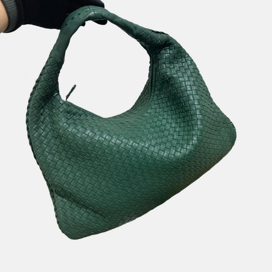 Bottega Veneta Veneta Hobo Medium Dark Green 45cm Lambskin Leather