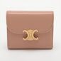 Luxury CELINE Triomphe Beige Compact Flap Cardholder Wallet