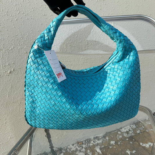 Bottega Veneta Veneta Hobo Medium Light Blue Intrecciato Leather Bag 40cm