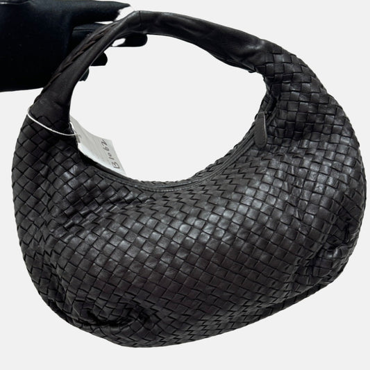 Bottega Veneta Belly Hobo Intrecciato Lambskin Leather Dark Chocolate Brown Medium 40cm