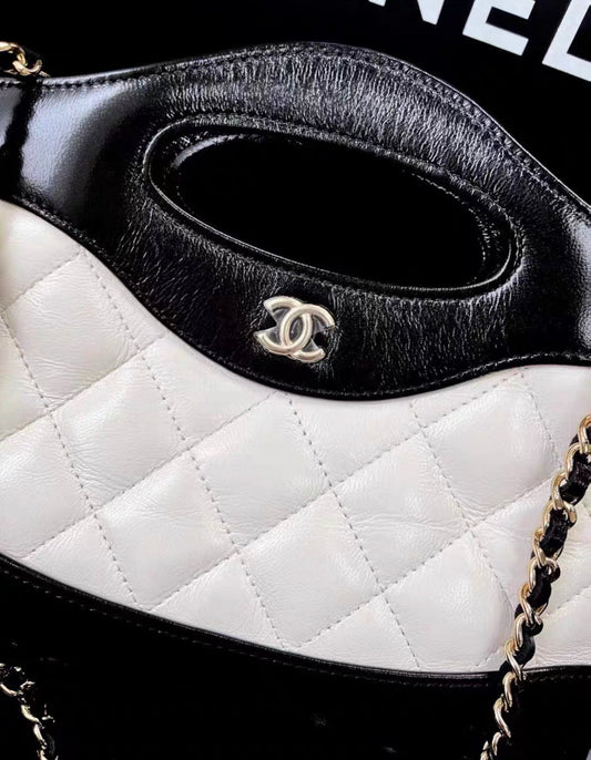 Chanel Patent Leather Black Handbag Rovelle Bags