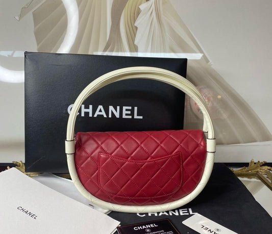 Chanel Red Lambskin Hula Hoop Handbag Rovelle Bags