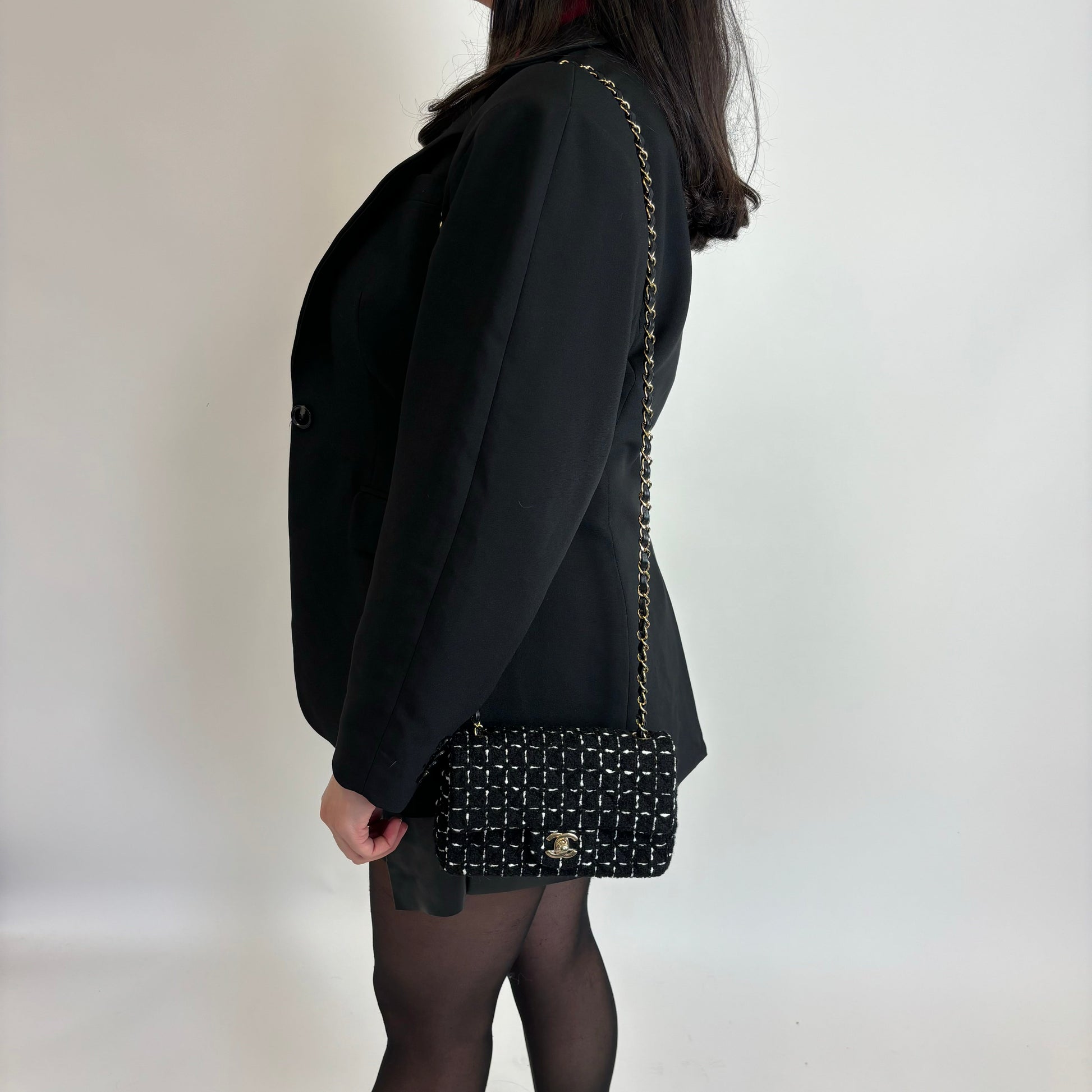Chanel Black Tweed Flap Bag 2023 Rovelle Bags