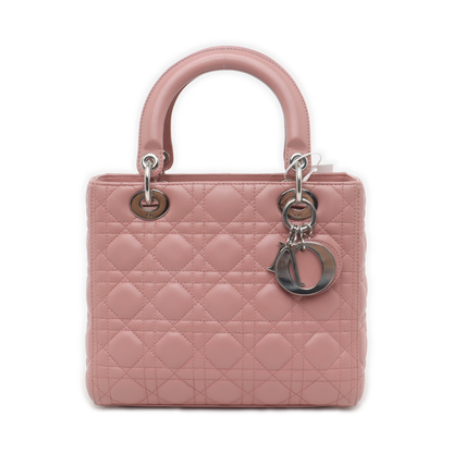 Lady Dior Medium Handbag Lipstick Pink Cannage Leather Gold Hardware Rovelle Bags