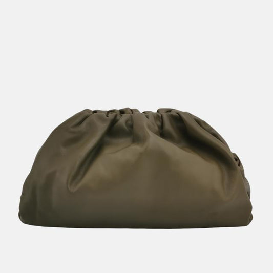 Bottega Veneta Pouch Calfskin Leather Dark Green Large