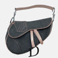 Dior Saddle Grey Denim with Pocket and Pink Leather Trim Shoulder Bag Rovelle Bags
