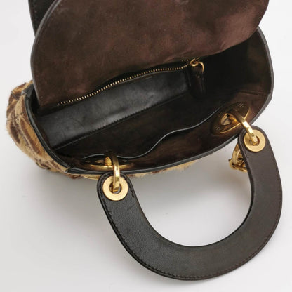 Lady Dior Mini Handbag Pony-style Calfskin Leather Leopard Print Rovelle Bags
