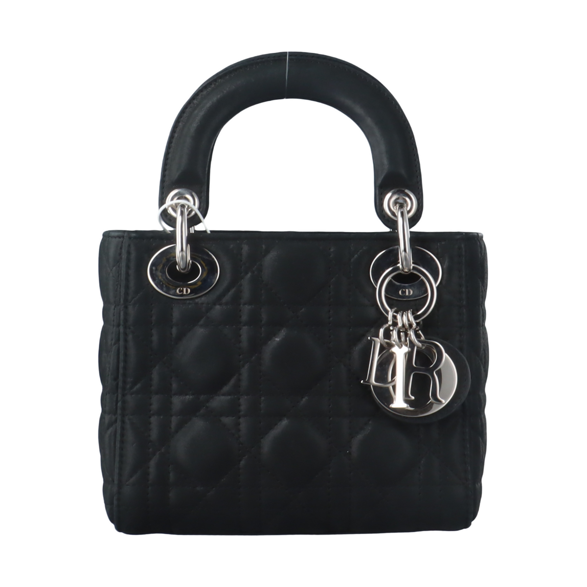 Lady Dior Mini Black Nubuck Aged Lambskin Leather handbag with silver hardware Chain Strap Rovelle Bags