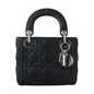 Lady Dior Mini Black Nubuck Aged Lambskin Leather handbag with silver hardware Chain Strap Rovelle Bags