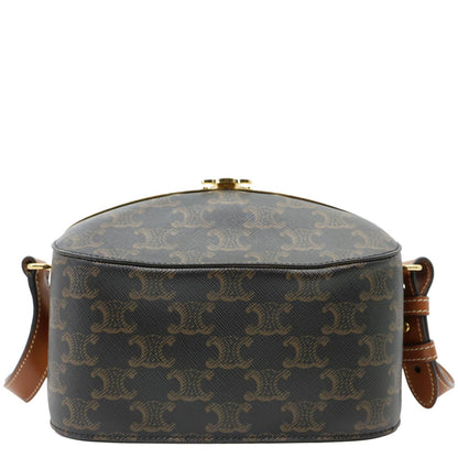 CELINE Lunch Box Triomphe Canvas Shoulder Bag Brown