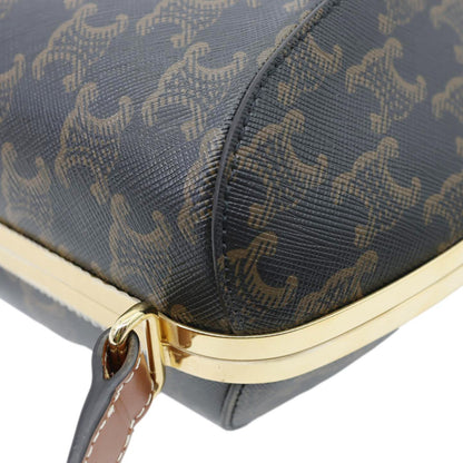 CELINE Lunch Box Triomphe Canvas Shoulder Bag Brown