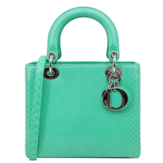 Christian Dior Lady Medium Dior Python Leather Shoulder Bag Green Rovelle Bags