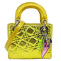Christian Dior Lady Dior Mini Metallic Leather Shoulder Bag Neon Yellow Rovelle Bags