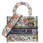 CHRISTIAN DIOR Lady D-Lite Medium Floral Embroidered Canvas Shoulder Bag Multicolor Rovelle Bags