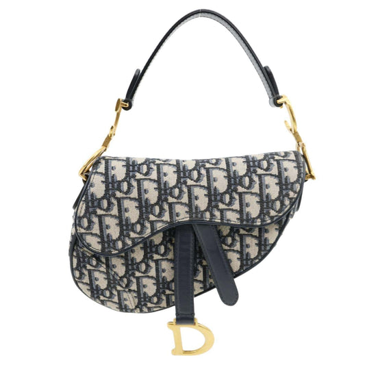 Christian Dior Saddle Oblique Jacquard Satchel Bag Navy Blue Rovelle Bags