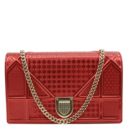 Christian Dior Diorama Flap Micro-Cannage Patent Leather Crossbody Bag Red Rovelle Bags