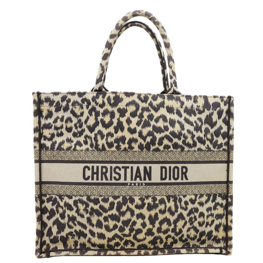 CHRISTIAN DIOR Book Large Leopard Mizza Embroidered Tote Bag Beige Rovelle Bags