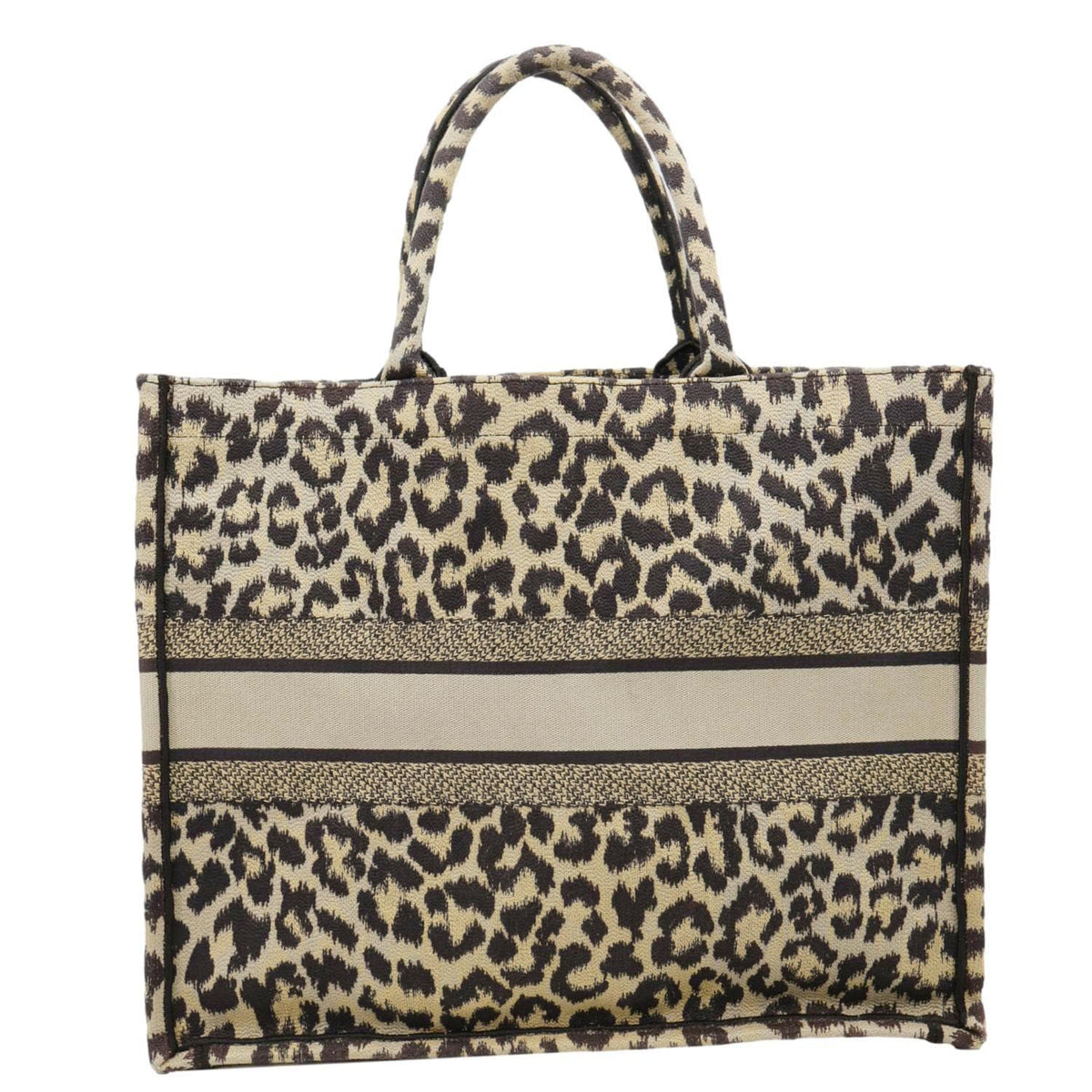 CHRISTIAN DIOR Book Large Leopard Mizza Embroidered Tote Bag Beige Rovelle Bags