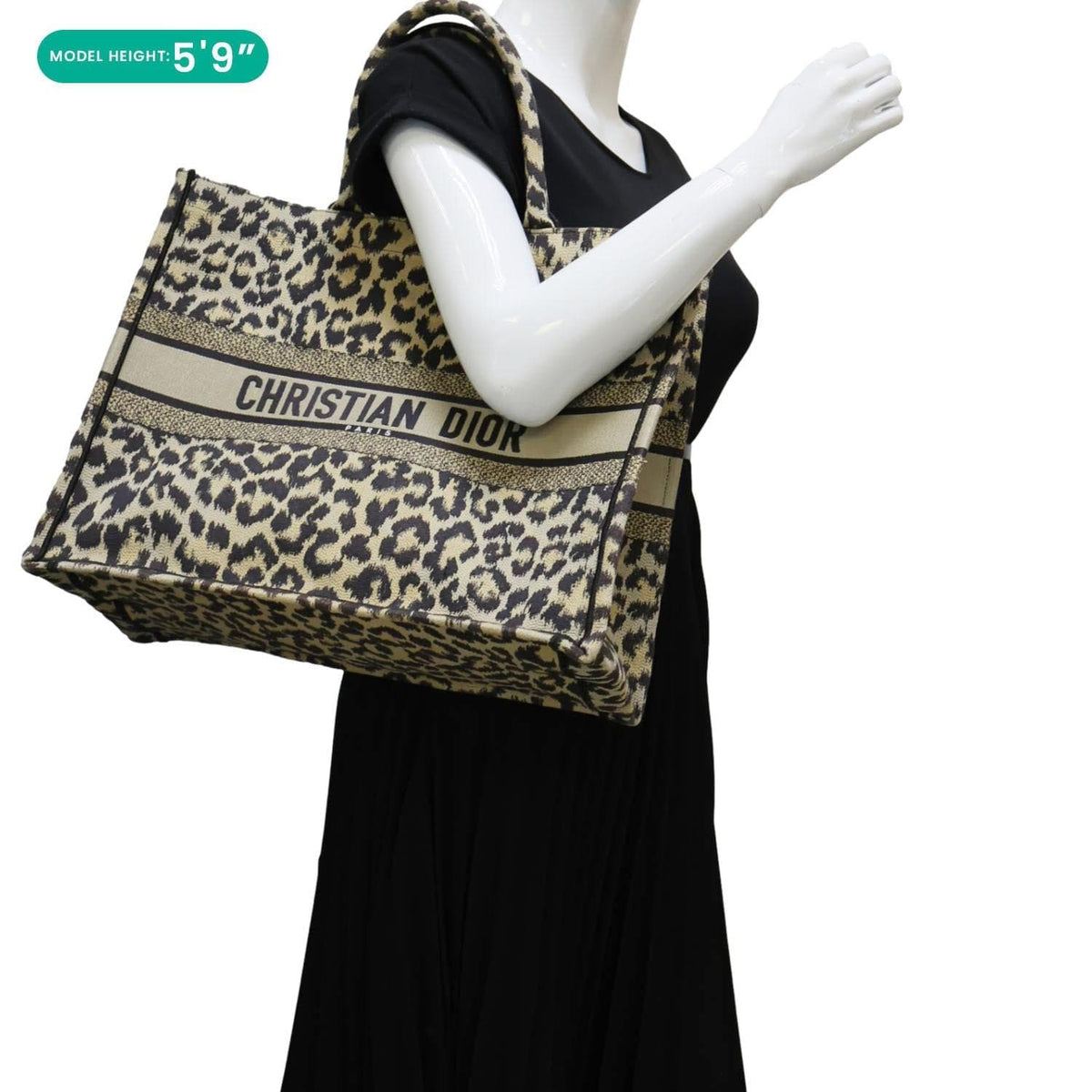 CHRISTIAN DIOR Book Large Leopard Mizza Embroidered Tote Bag Beige Rovelle Bags