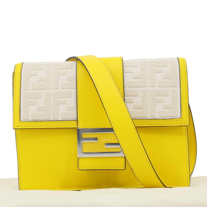 FENDI Flat Baguette Medium Leather Shoulder Bag Yellow Rovelle Bags