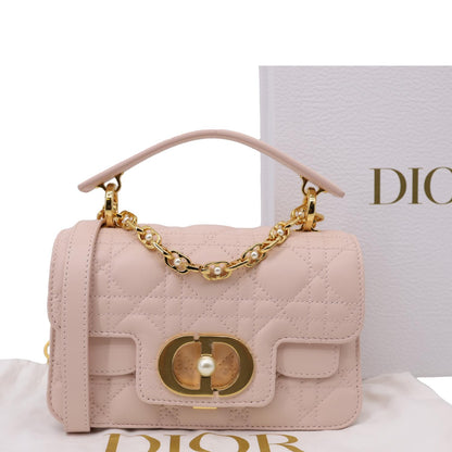 Christian Dior Jolie Cannage Calfskin Leather Top Handle Shoulder Bag Powder Pink Rovelle Bags