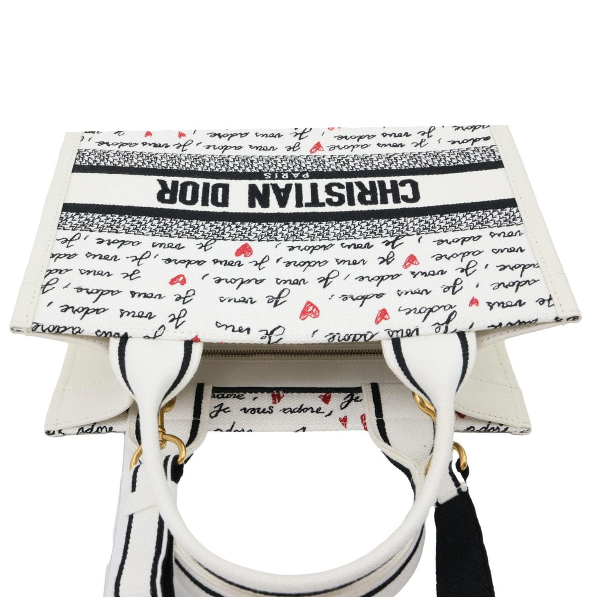 Christian Dior Book Small Dioramour Je Vous Adore Embroidered Canvas Tote Bag White Rovelle Bags
