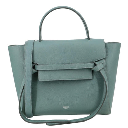 CELINE Micro Belt Grained Leather Shoulder Bag Sage Green