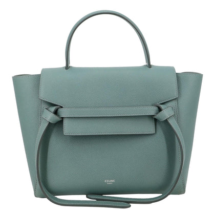 CELINE Micro Belt Grained Leather Shoulder Bag Sage Green